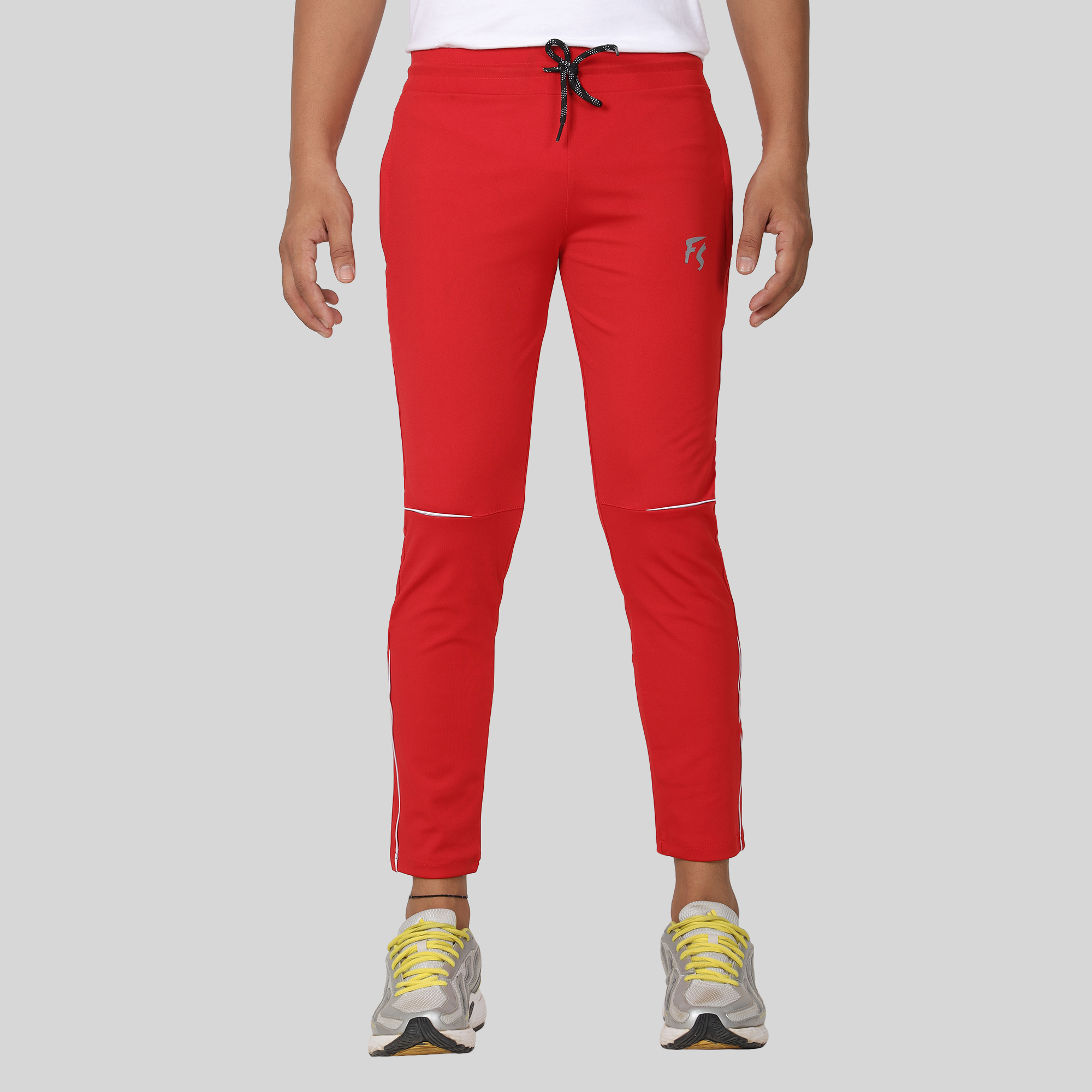 Solid Men Red Track Pants