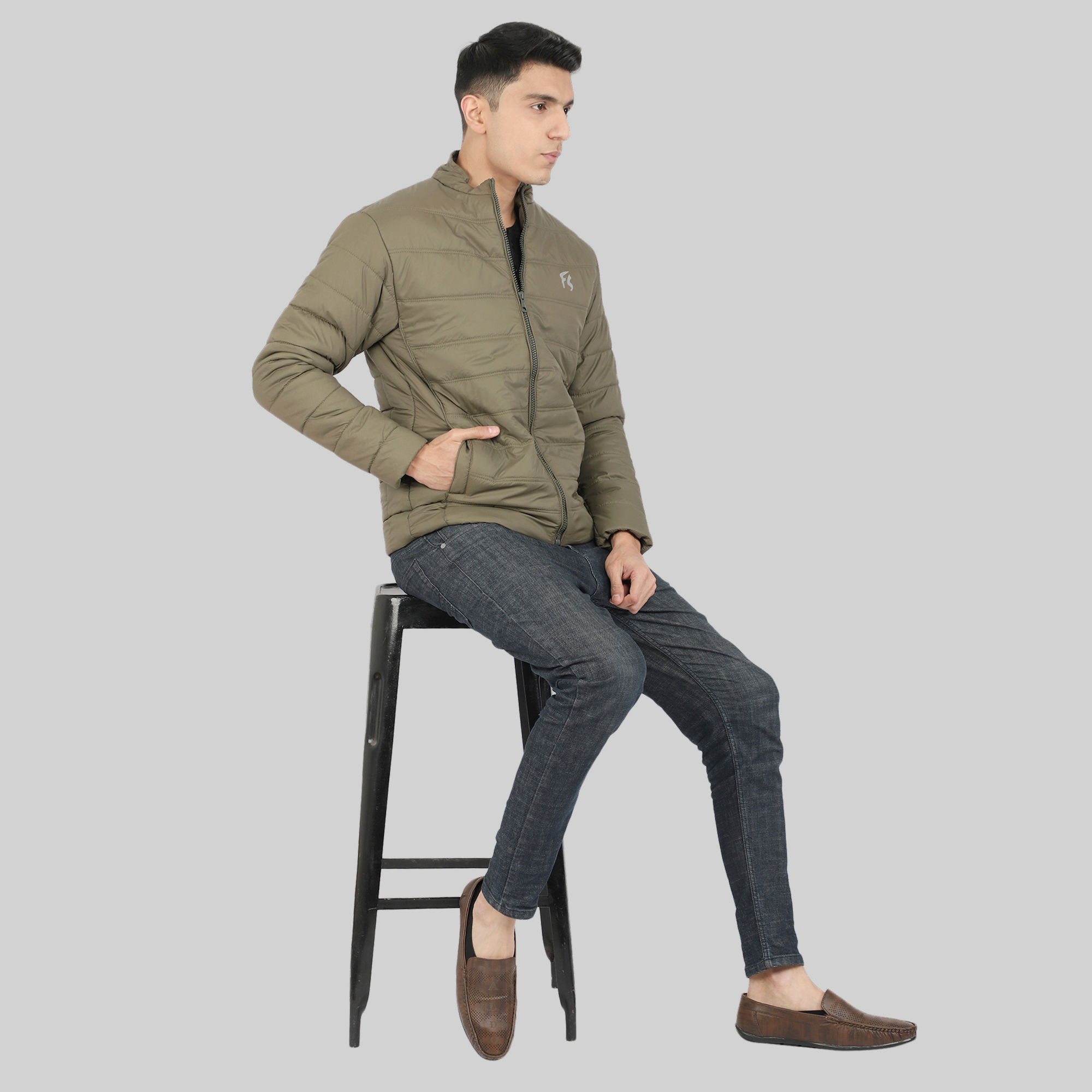 Solid Men Olive Green Jacket - FS Fashion Sutra